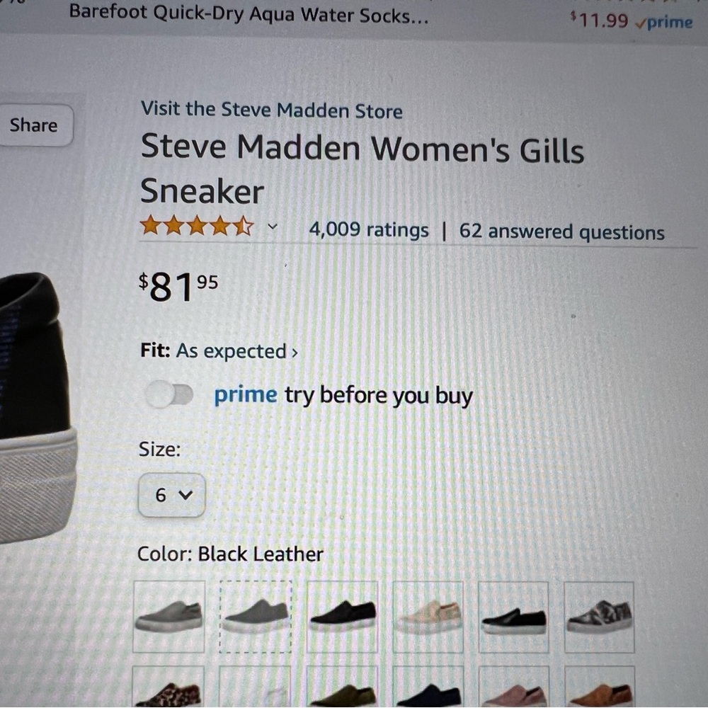Womens Steve Madden Gill Sneaker Black Leather Size 9